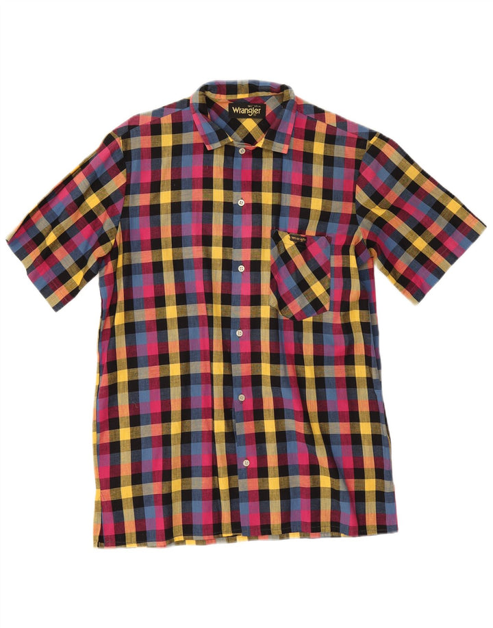 Wrangler Chemise à manches courtes pour homme Taille 37 14 1/2 Petit Vichy multicolore