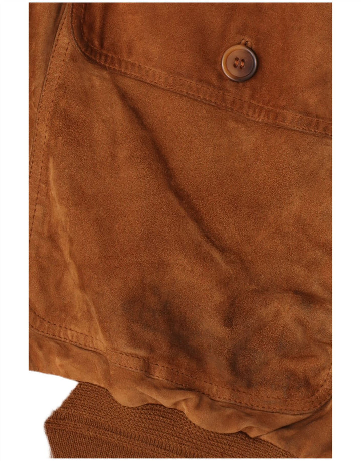 Veste Bomber En Daim Vintage Homme IT 58 4XL Cuir Marron