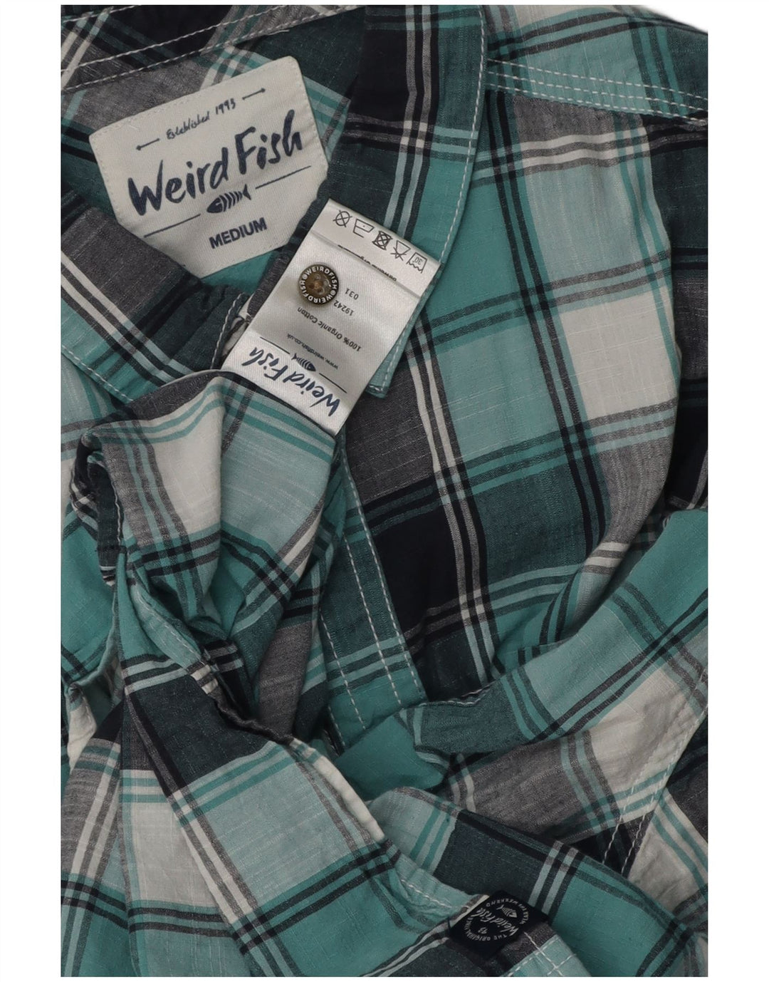 Weird Fish Chemise à Manches Courtes Homme Bleu Moyen à Carreaux Coton