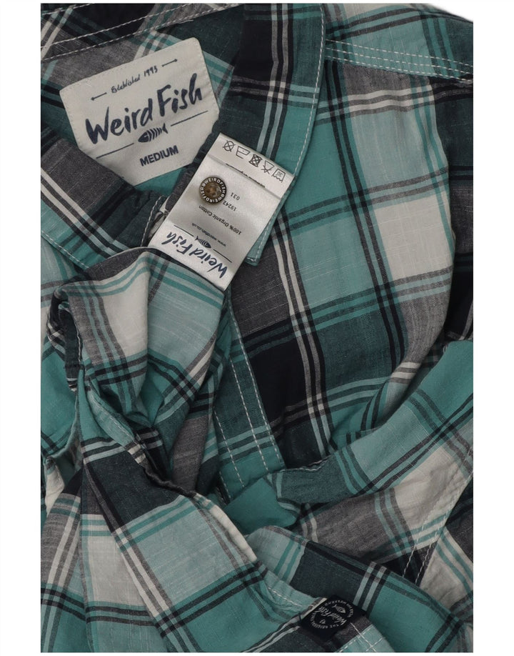 Weird Fish Chemise à Manches Courtes Homme Bleu Moyen à Carreaux Coton