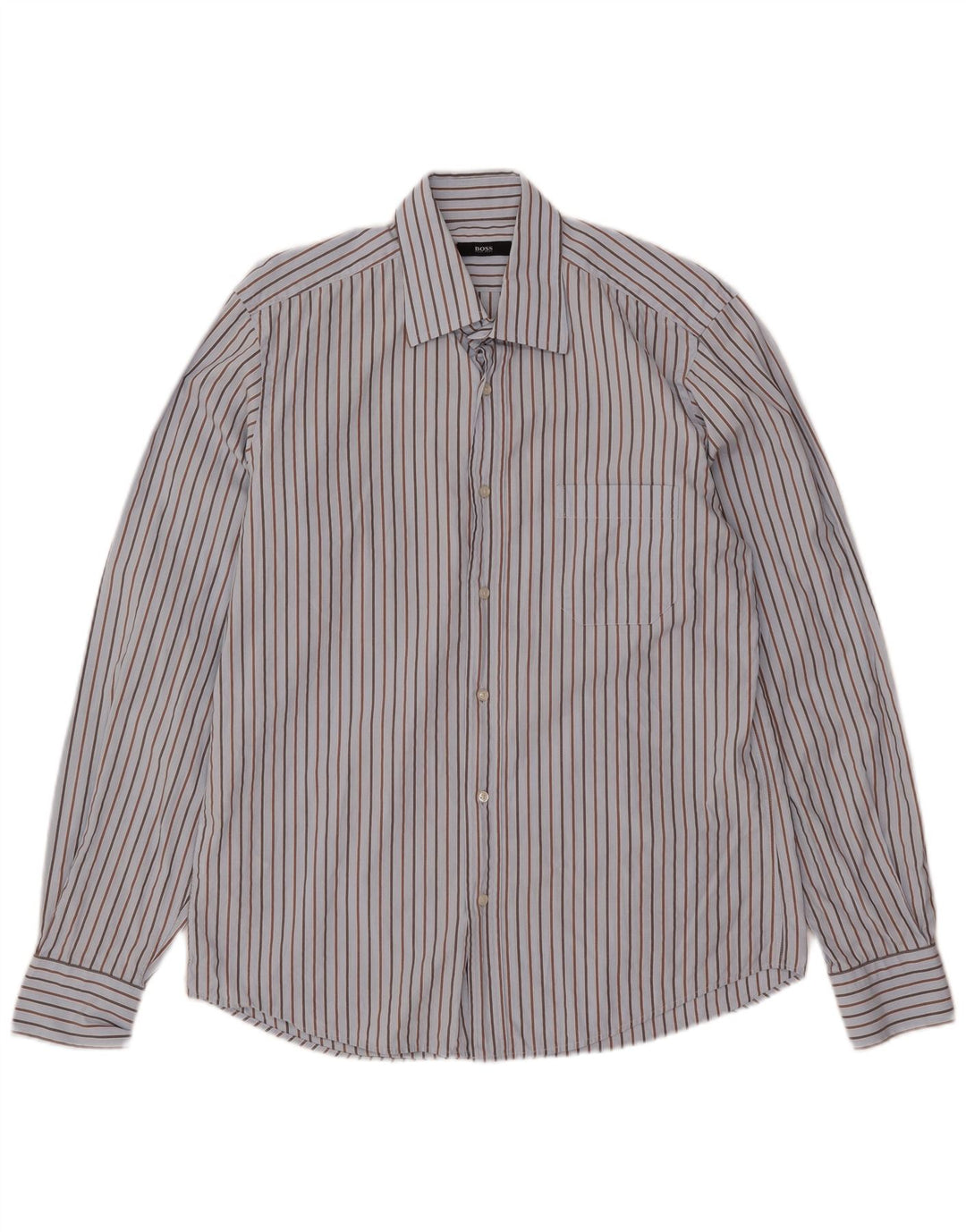 Hugo Boss Chemise Homme Taille 40 15 3/4 Coton Rayé Bleu Moyen