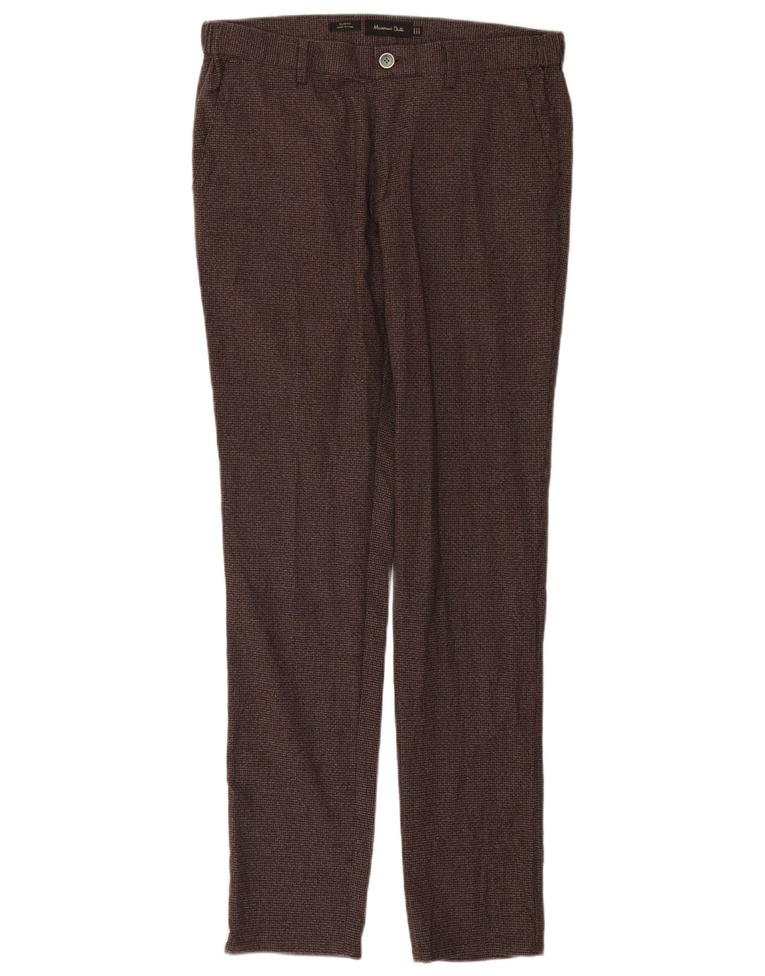 Massimo Dutti Pantalon Chino Homme EU 42 Large W32 L32 Marron Pied-de-Poule