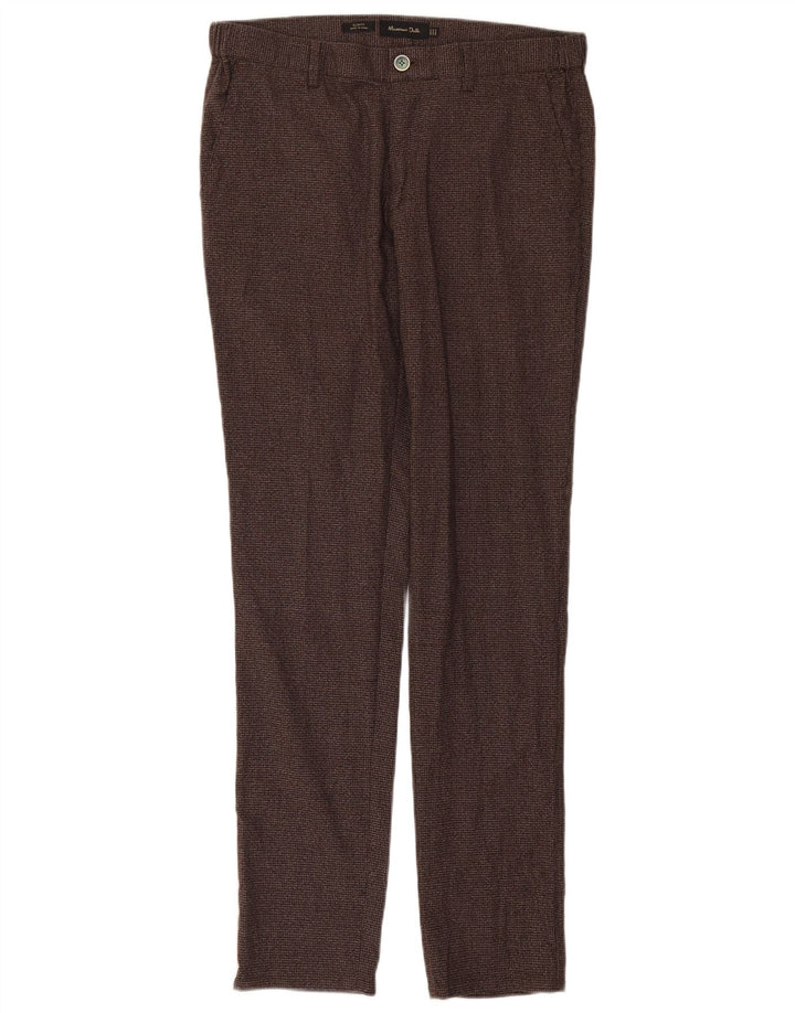 Massimo Dutti Pantalon Chino Homme EU 42 Large W32 L32 Marron Pied-de-Poule