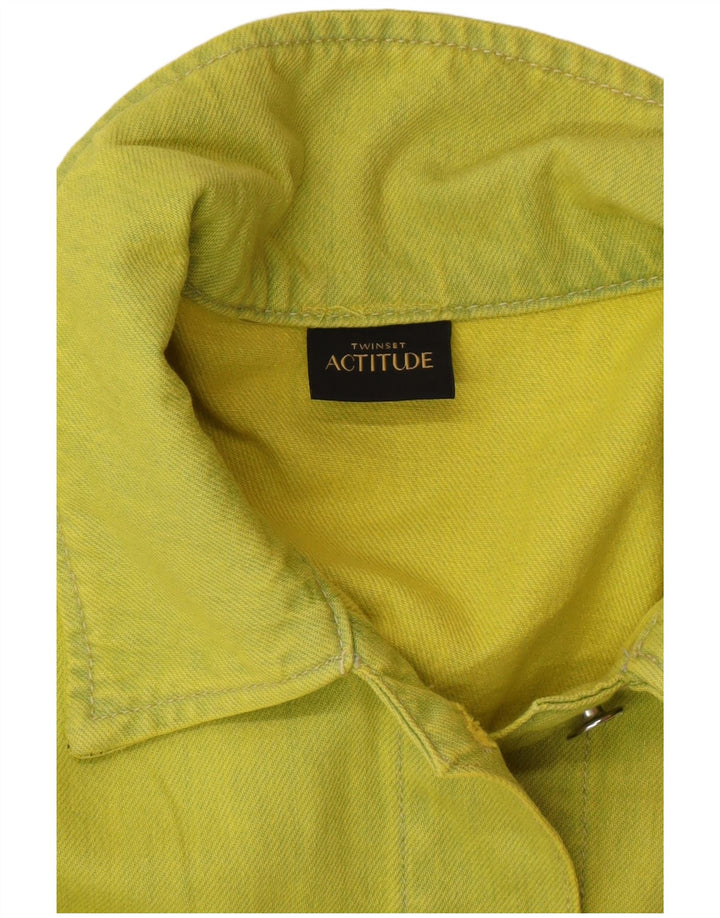 TWINSET Veste en jean surdimensionnée pour femme UK 10 Petit vert coton moderne