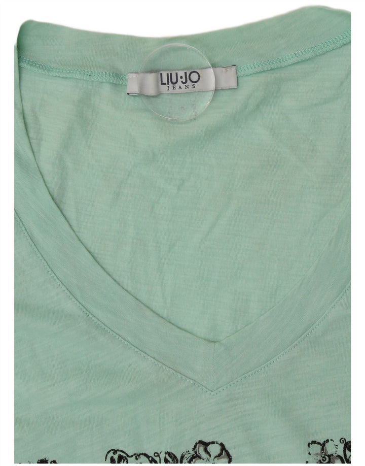 Liu Jo T-shirt graphique pour femme UK 12 Vert moyen moderne