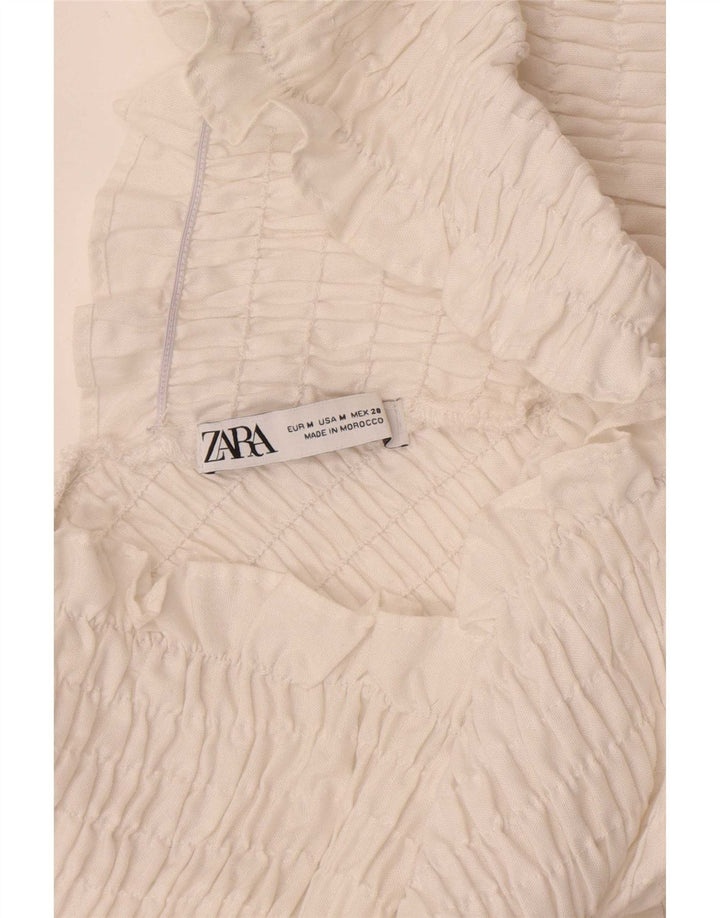 Zara Haut court à manches longues et épaules dénudées pour femme UK 12 Blanc moyen
