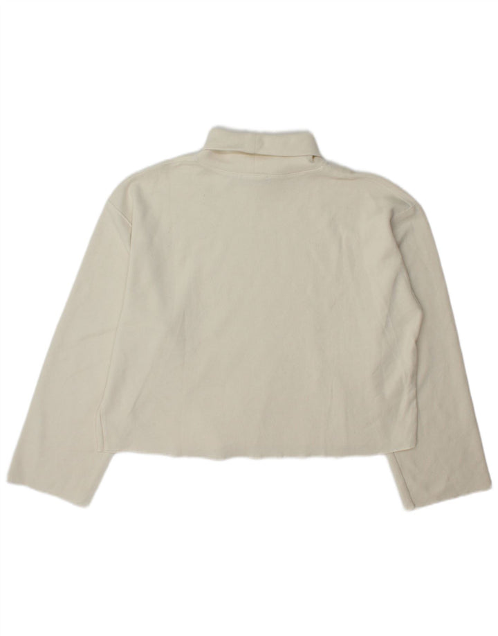 Zara Femme Haut Court Col Roulé Manches Longues UK 14 Medium Off White