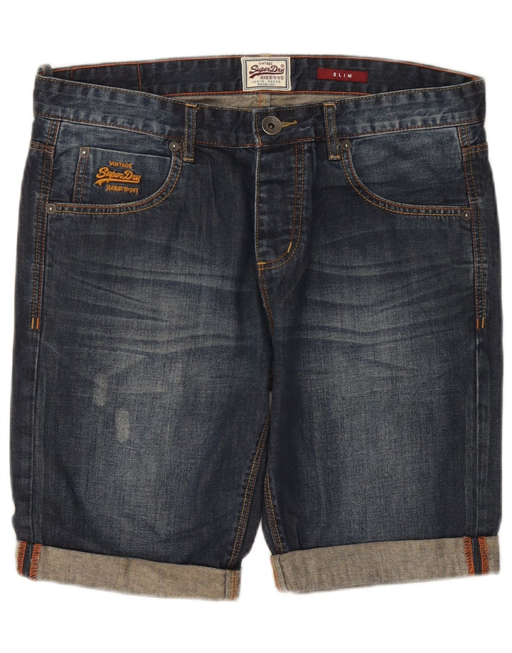 Superdry Short En Jean Slim W32 Homme Bleu Marine Moyen