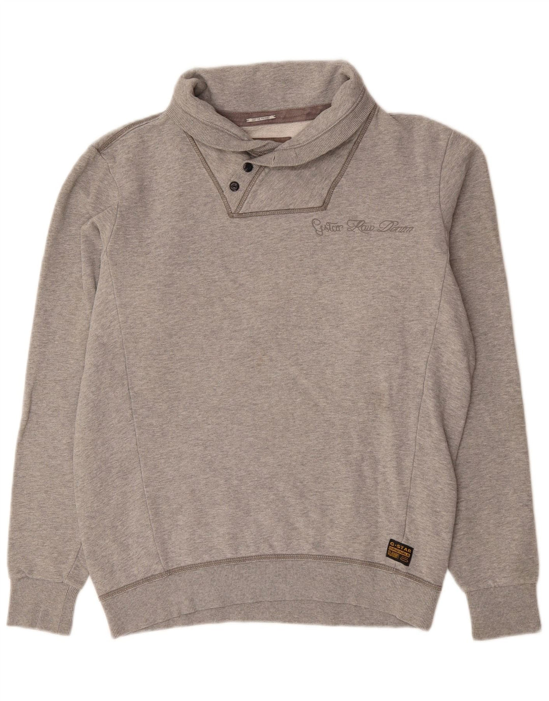 G-STAR Sweat-shirt à col boutonné pour hommes, grand coton gris