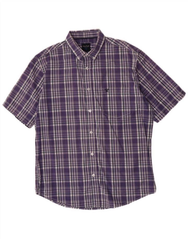 James Pringle Chemise à Manches Courtes Homme Violet Moyen à Carreaux