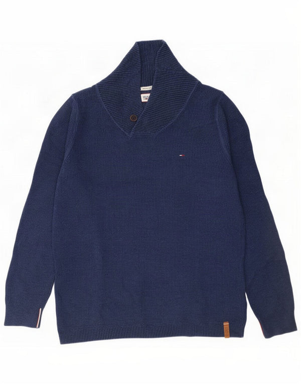 Tommy Hilfiger Pull à col châle pour homme XL Bleu marine Coton