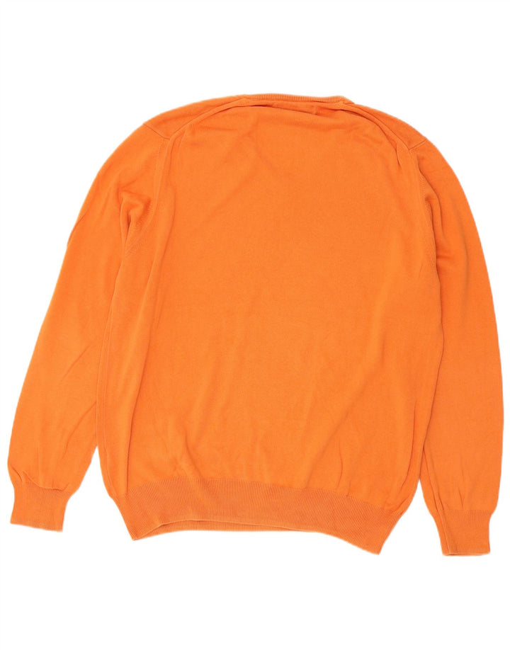 Zara Pull col V pour homme en coton Orange Large