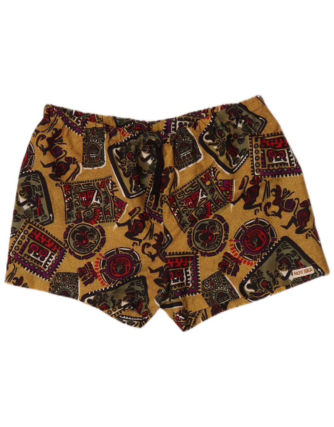 Short de bain vintage à motif abstrait pour homme XL jaune