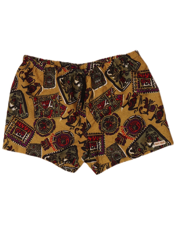 Short de bain vintage à motif abstrait pour homme XL jaune