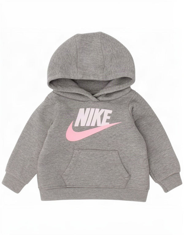 Nike Pull à capuche graphique pour bébé fille 3-6 mois Gris chiné en coton
