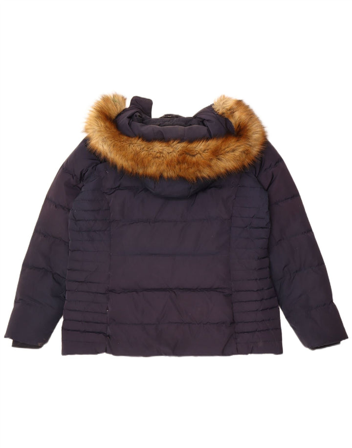 Crew Clothing Veste matelassée à capuche pour femme UK 16 Large Bleu marine Polyester