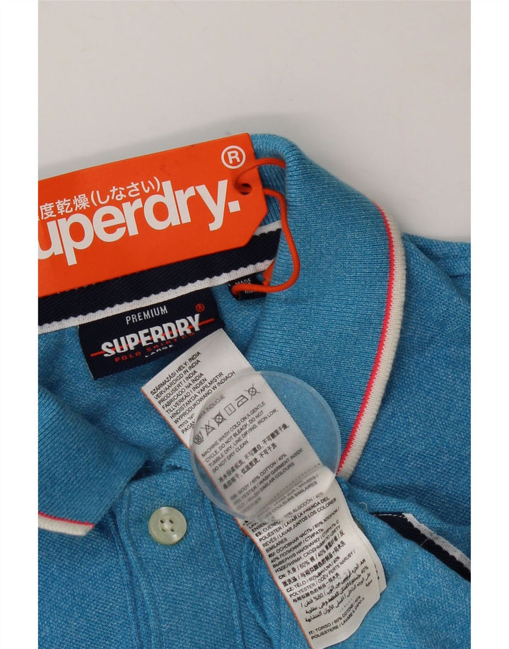 Superdry Polo Homme Large Bleu Moucheté Coton