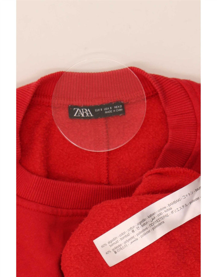 Zara Sweat-shirt surdimensionné pour femme UK 10 Petit coton rouge