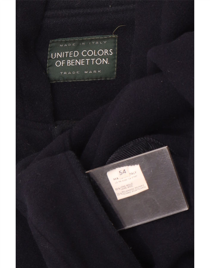 BENETTON Duffle-coat à capuche pour homme IT 54 2XL Bleu marine en laine