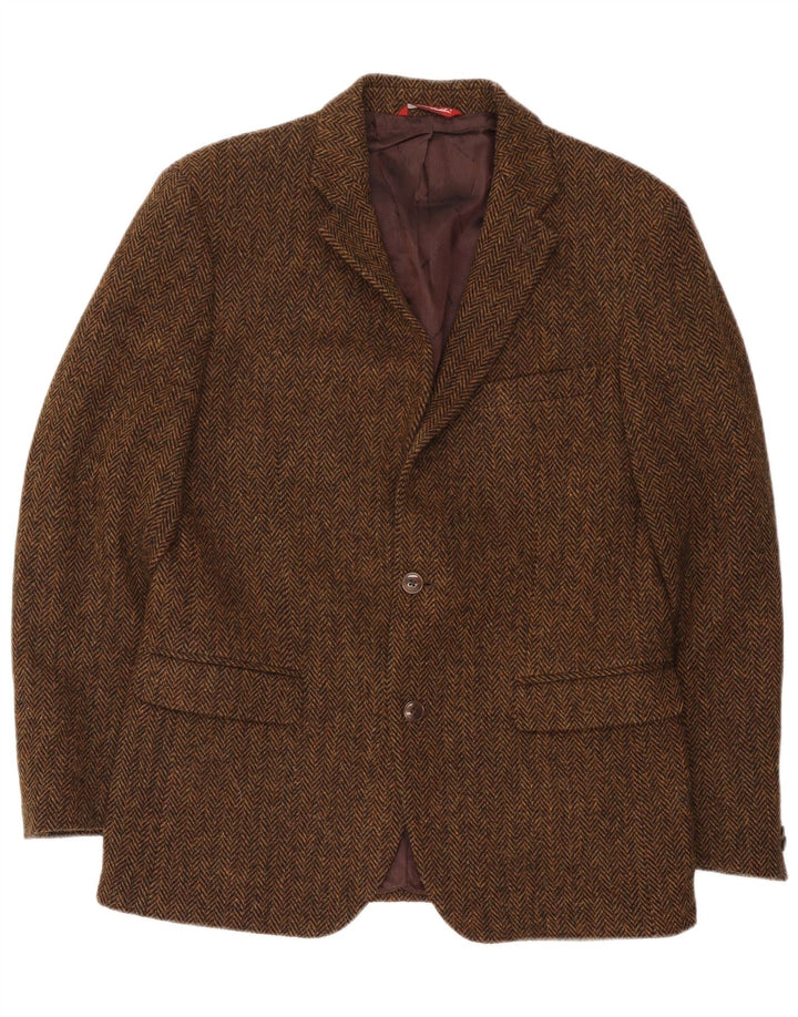 Harris Tweed Veste blazer à 2 boutons pour homme IT 50 à chevrons marron