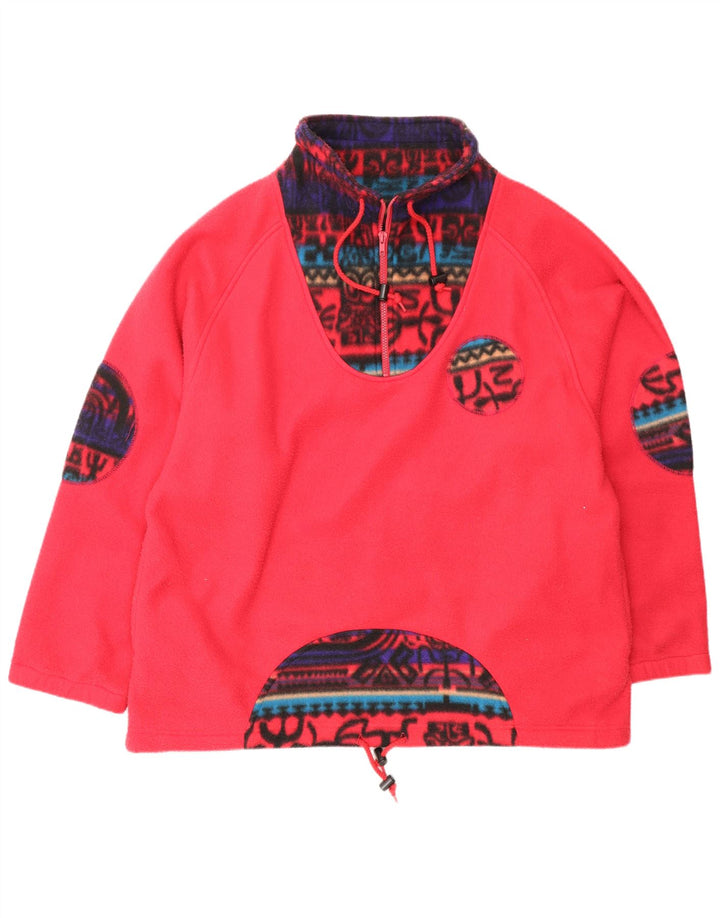Anzoni Pull polaire à col zippé pour homme XL Rouge Géométrique Polyester