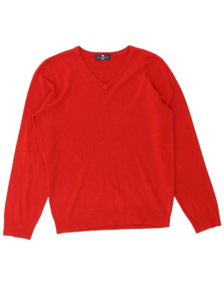 MARKS & SPENCER Pull col V Blue Harbor Homme Petit Rouge Acrylique
