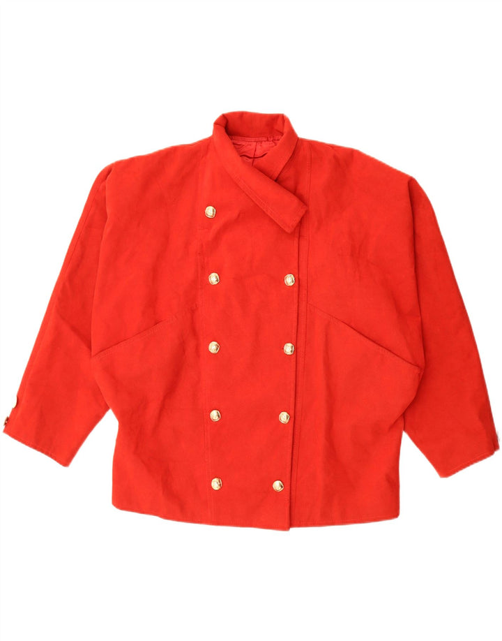 VINTAGE Veste blazer surdimensionnée à double boutonnage pour femme UK 20 2XL Rouge