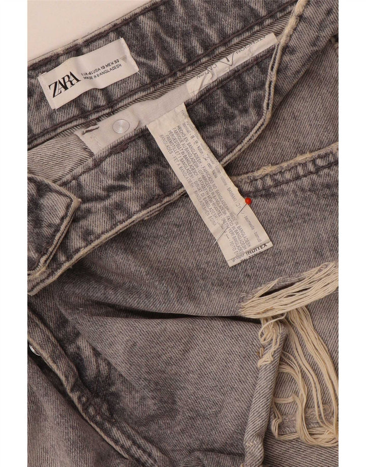 Zara Short en jean vieilli pour femme EU 42 Large W32 Coton gris