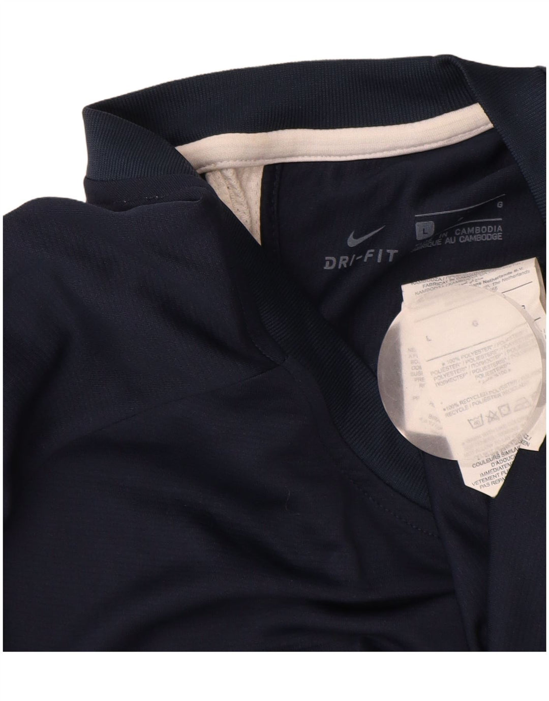 NIKE Hommes Dri Fit T-Shirt Haut Large Bleu Marine Colorblock Polyester