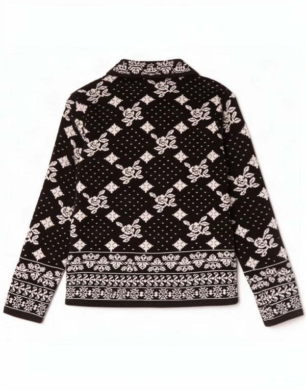 Zara Cardigan Femme Pull UK 14 Grand Noir Floral