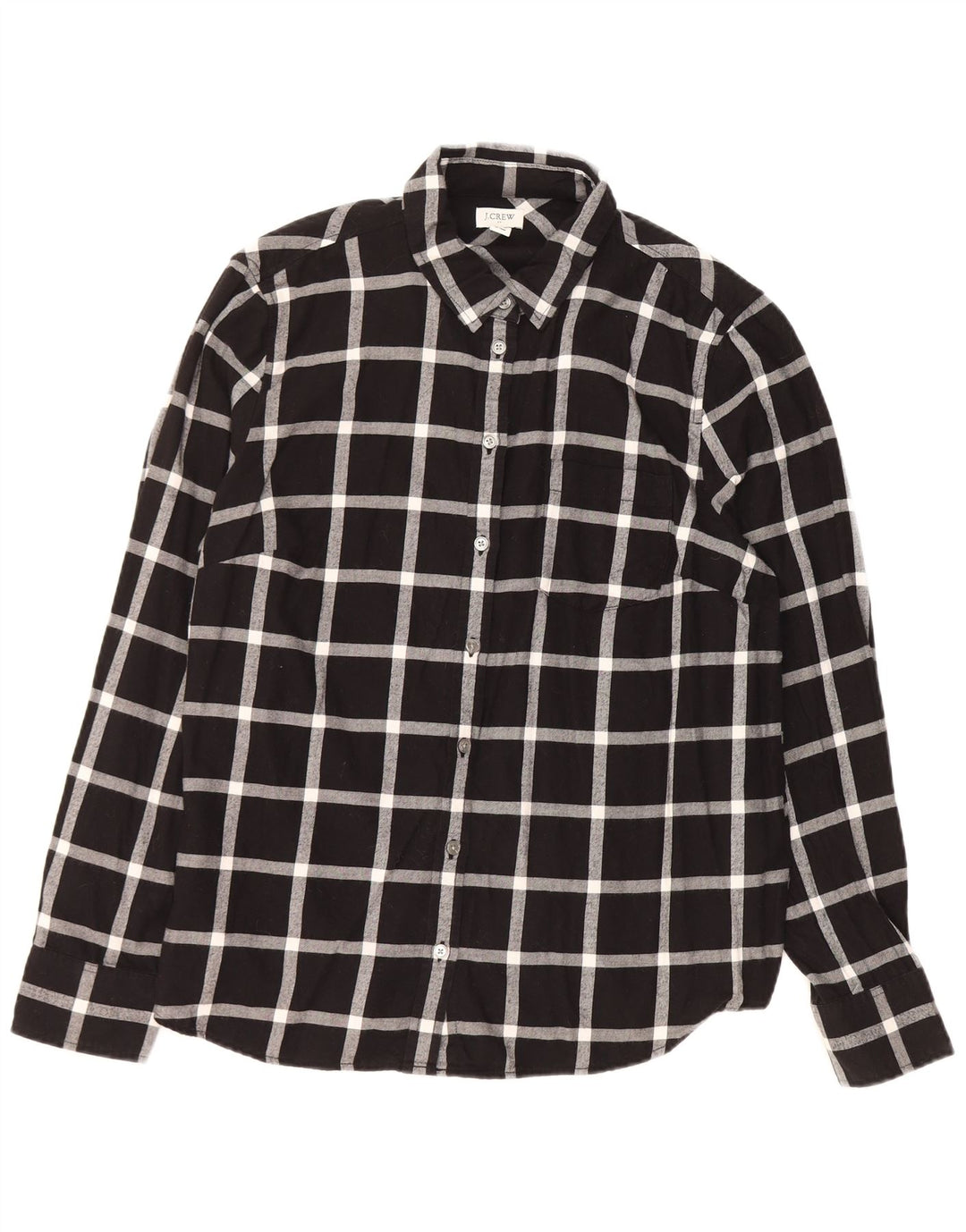 J. CREW Chemise en flanelle pour femme UK 16 Grand coton à carreaux noirs