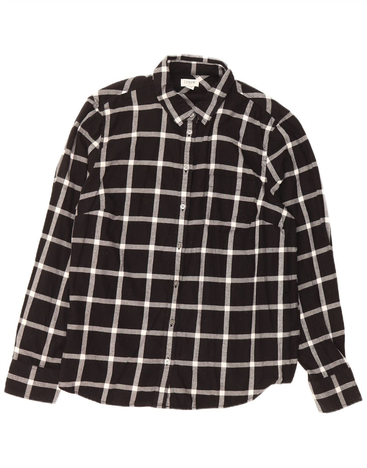 J. CREW Chemise en flanelle pour femme UK 16 Grand coton à carreaux noirs