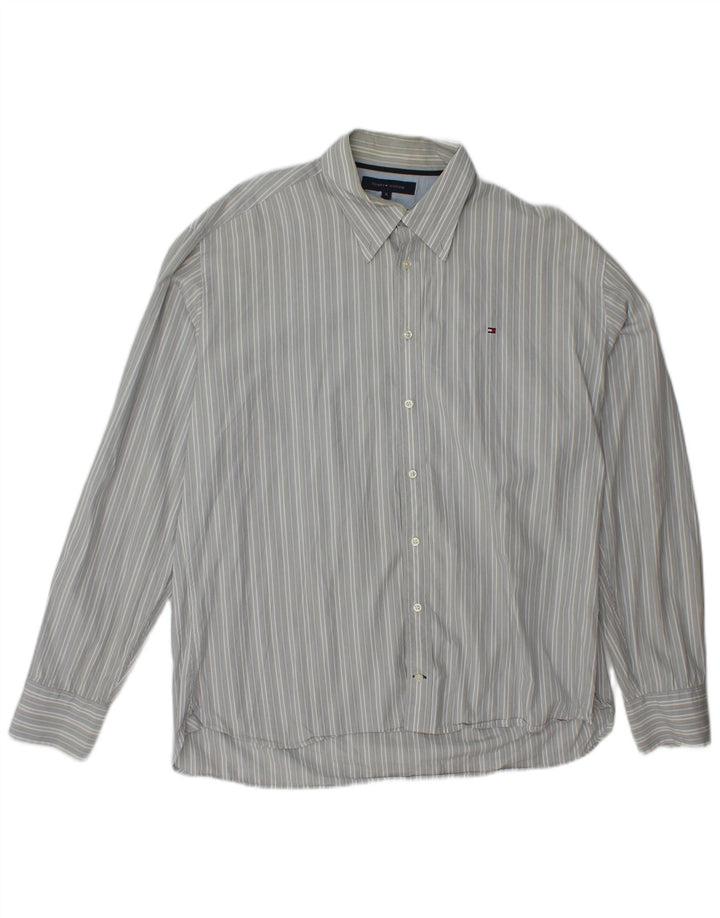 TOMMY HILFIGER Chemise Homme XL Gris Rayé Coton