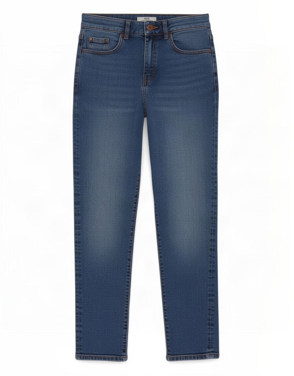 Marks & Spencer Jean Mom Tapered pour femme UK 10 Small W27 L28 Bleu Coton