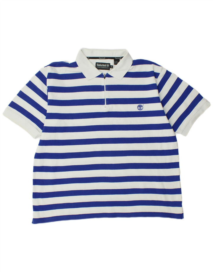 TIMBERLAND Polo Homme XL Bleu Rayé Coton