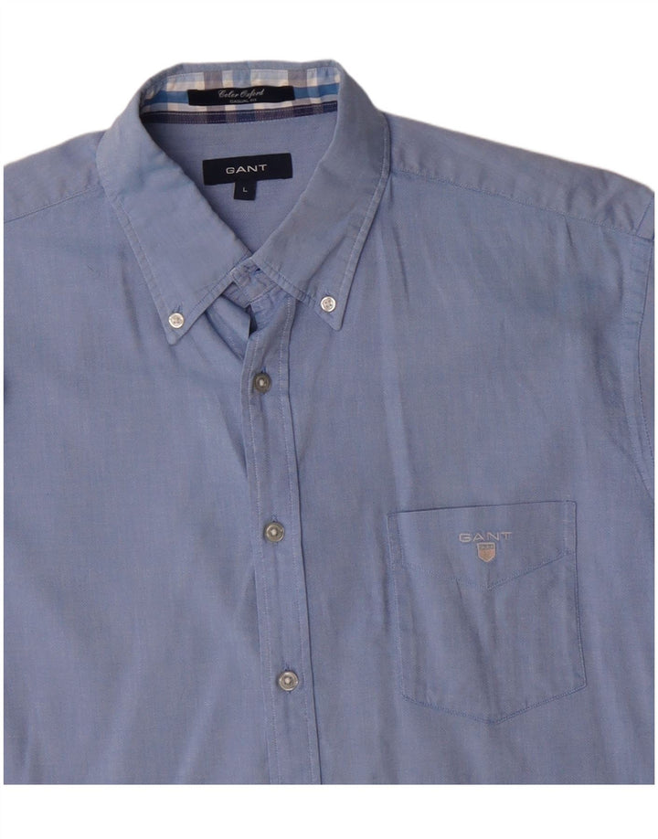 Gant Chemise décontractée à manches courtes pour homme en coton bleu moyen