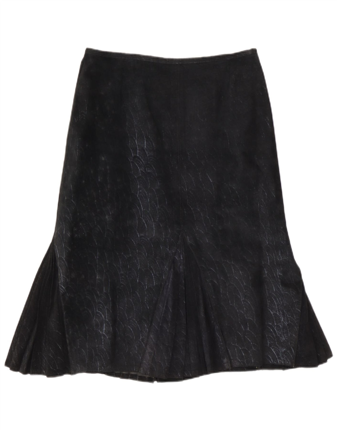jupe sirène en daim à motif abstrait vintage pour femmes W30 bleu marine moyen