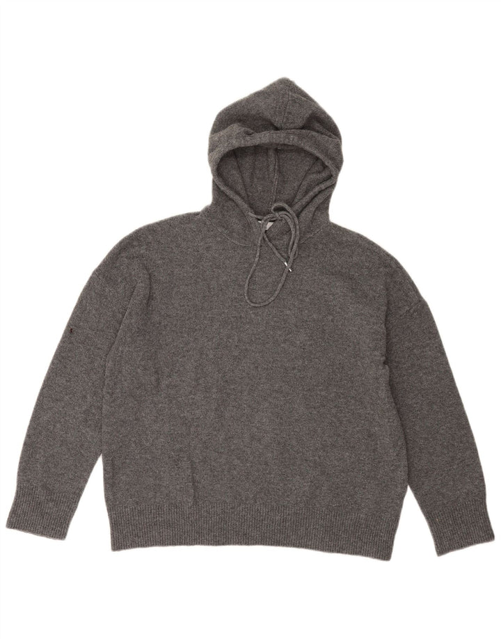 Zara Pull surdimensionné à capuche pour femme UK 10 Petit Gris Polyester