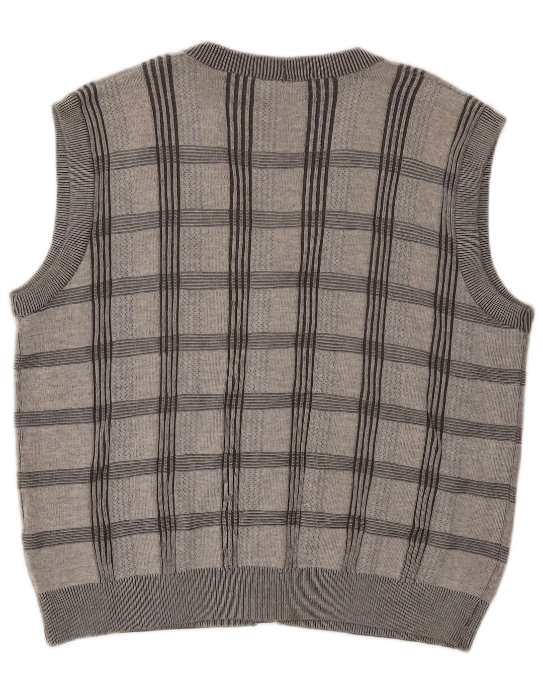 MONTECHIARO Cardigan sans manches pour homme XL Gris à carreaux