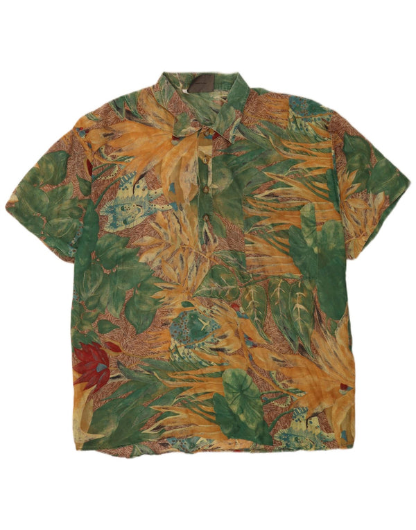 vintage Chemise pull à manches courtes pour hommes IT 54 XL Floral multicolore