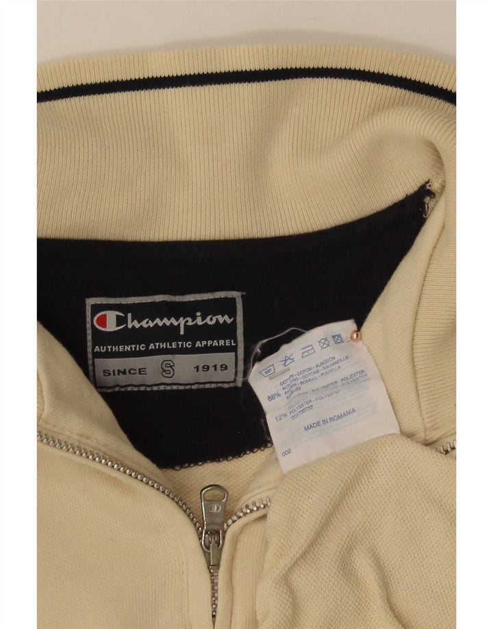 Champion Sweat-shirt graphique à col zippé pour homme Petit coton beige