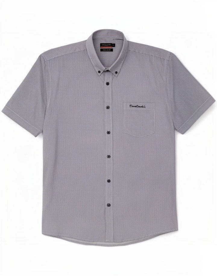 Pierre Cardin Chemise à manches courtes pour homme, coupe classique, grand chevron bleu marine