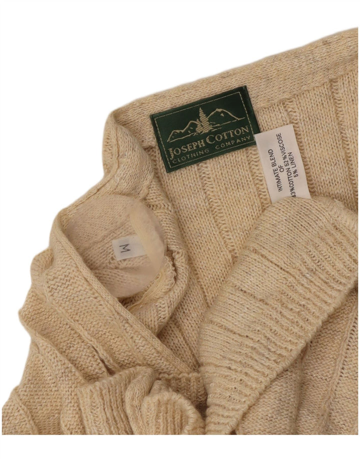 vintage Mens Cardigan Pull Moyen Beige Coton