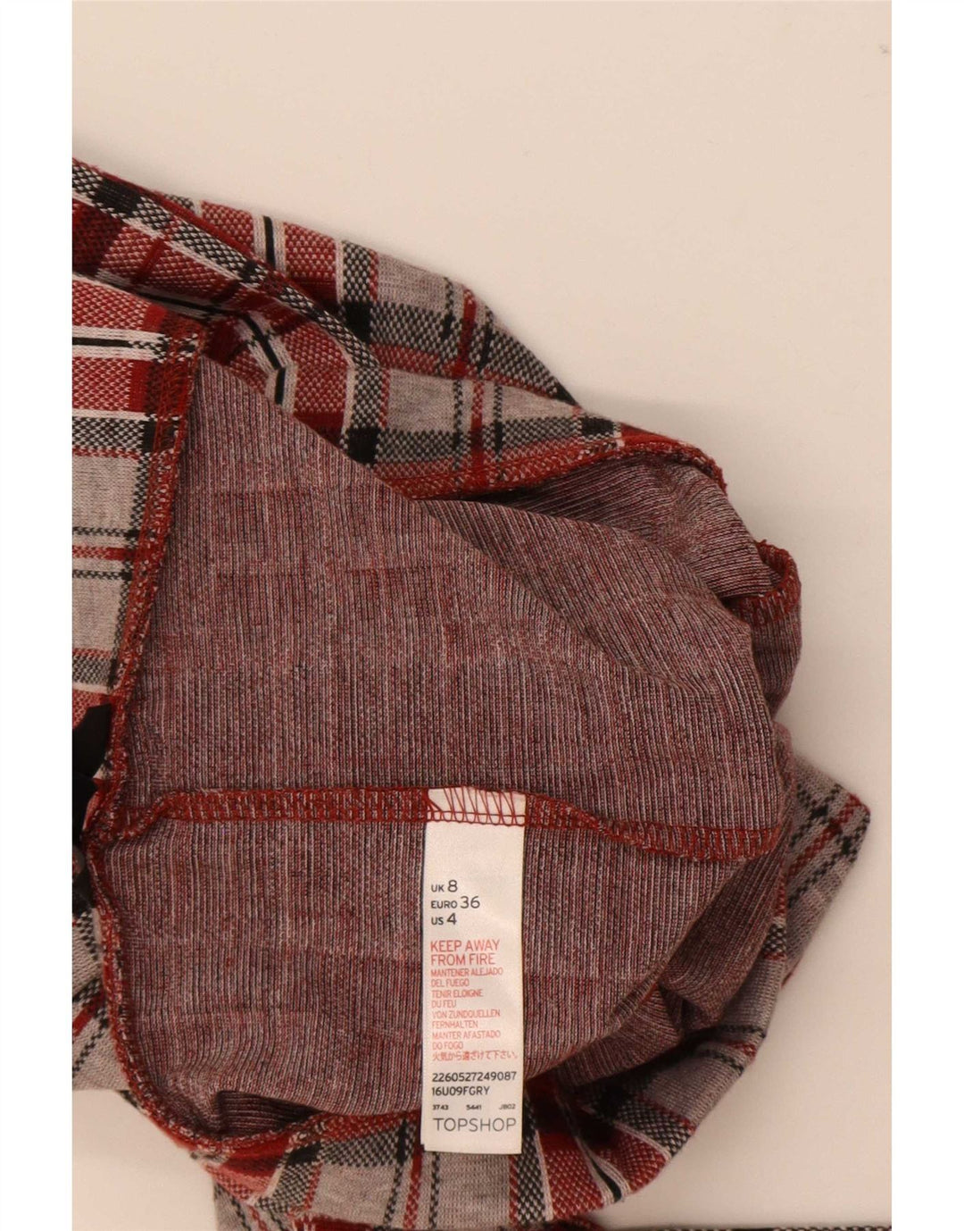 Topshop Leggings Graphiques Femme UK 8 Petit Carreau Rouge Polyester