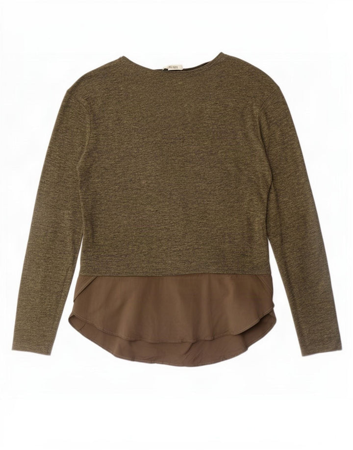 Zara Haut à manches longues pour femme UK 44 Medium Kaki Colourblock