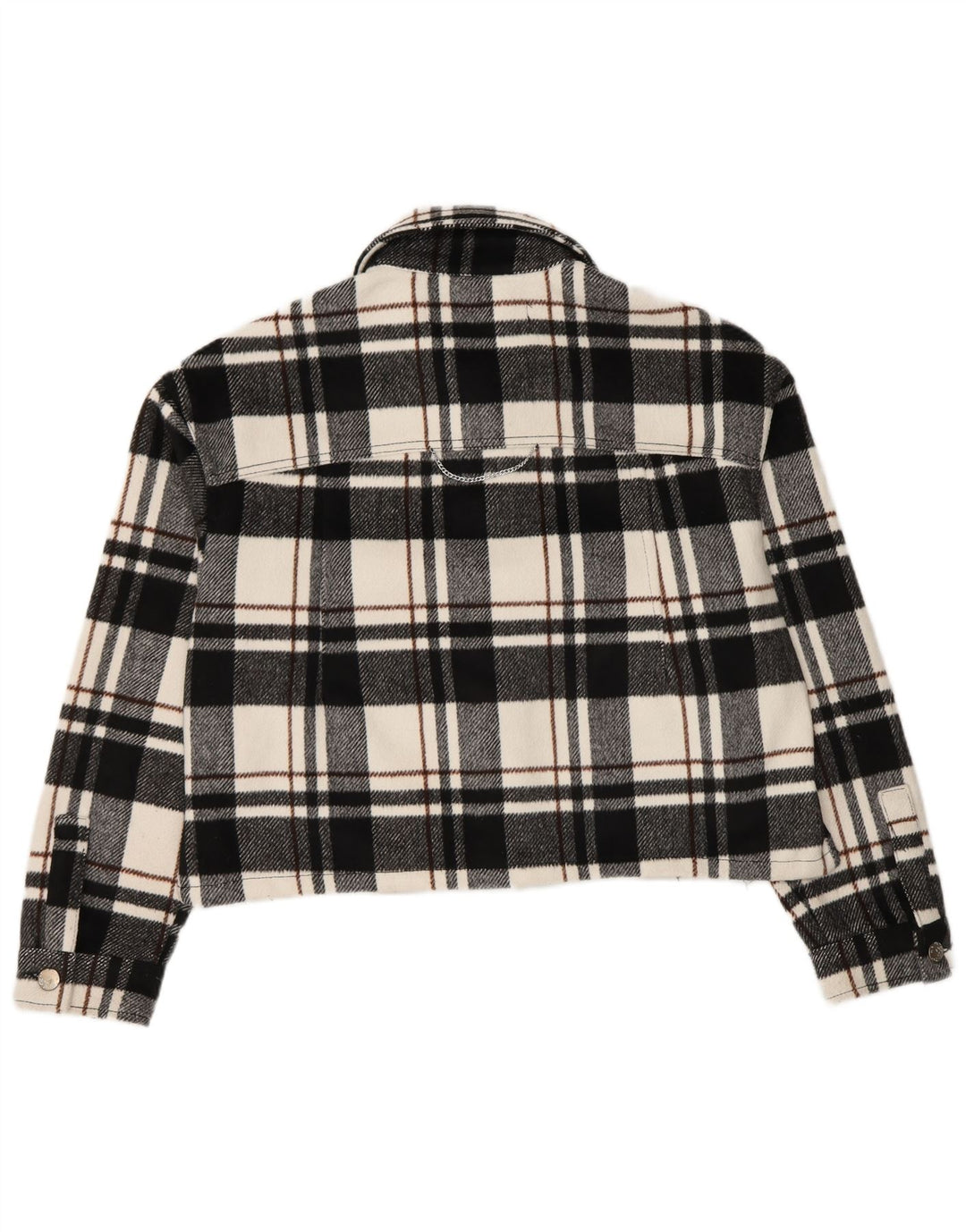 Zara Womens Crop Oversize Bomber Jacket UK 6 XS Noir Check Polyester