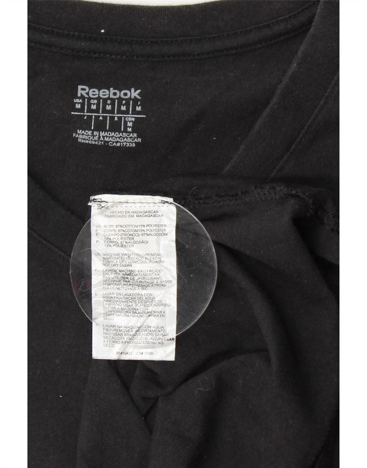 REEBOK Womens T-Shirt Top UK 12 Medium Black Cotton Vintage Reebok and Second-Hand Reebok from Messina Hembry 