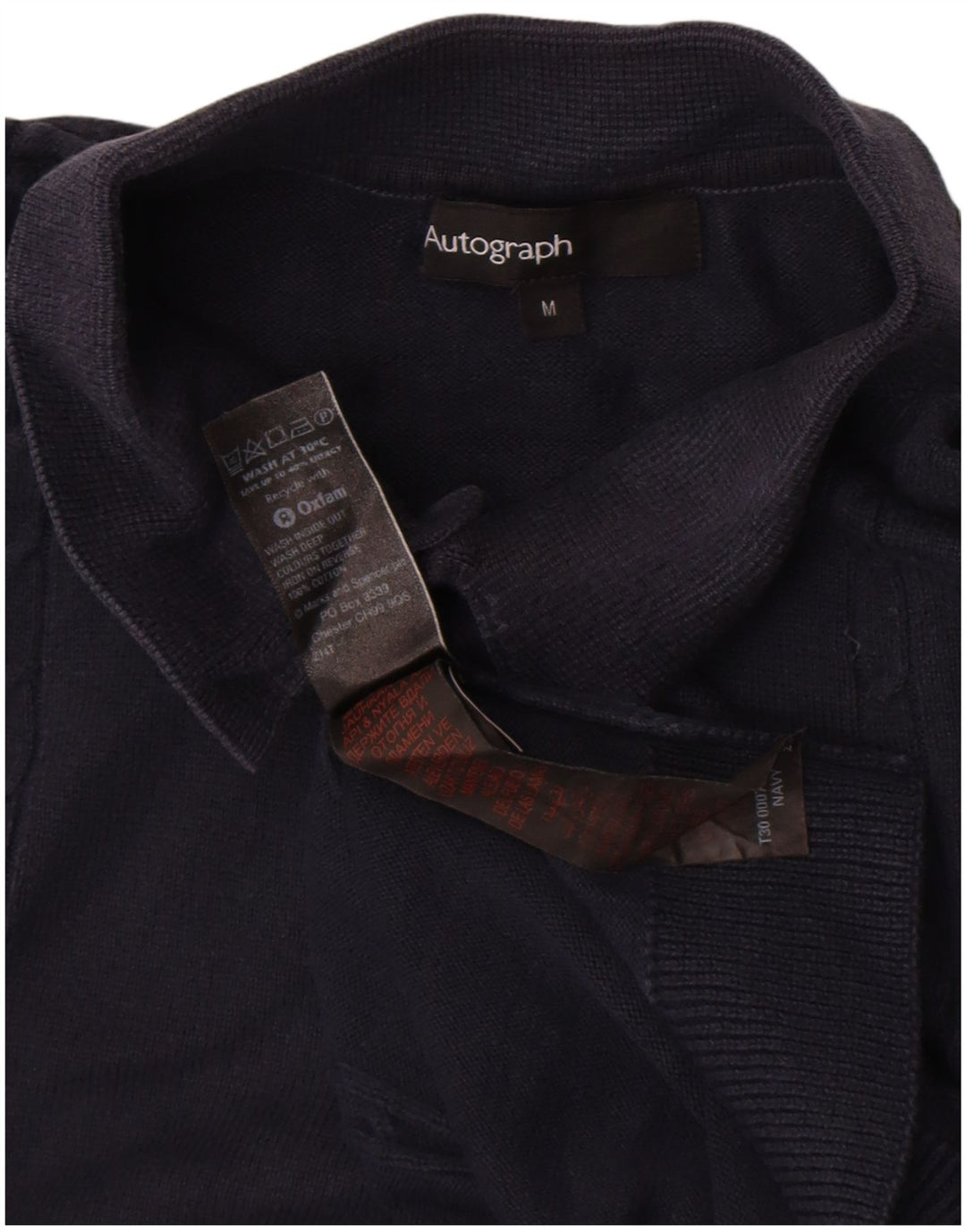 Marks & Spencer Pull à Col Polo Autograph Homme Bleu Marine Moyen