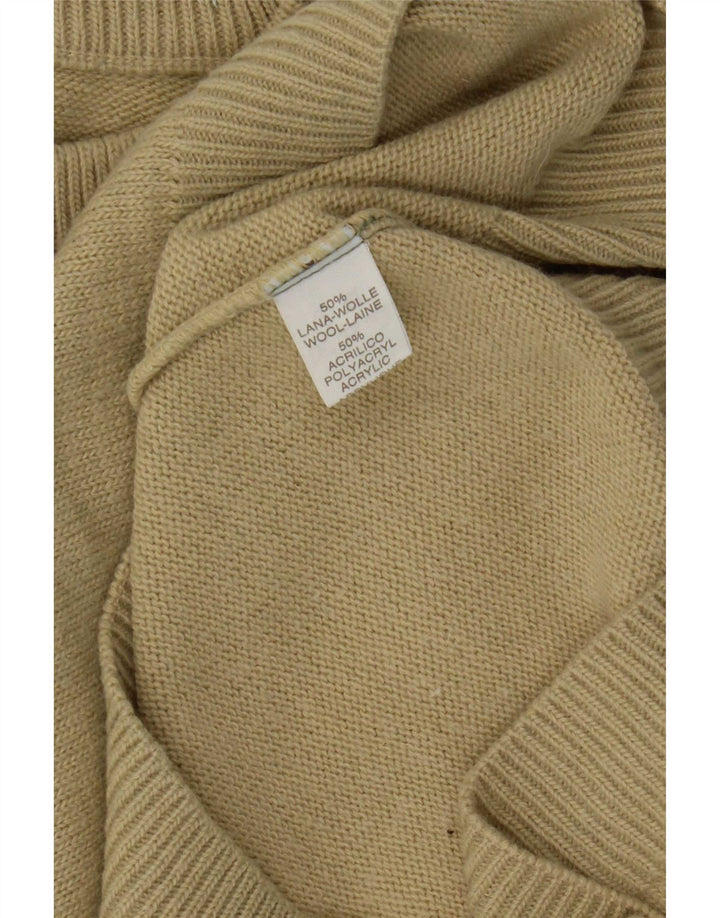 vintage Mens Crew Neck Jumper Pull IT 52 Grande laine beige
