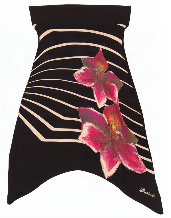 Desigual Femmes Graphique Taille Haute Jupe Asymétrique XL W34 Noir Floral